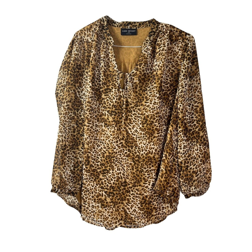 Lane Bryant 14 16 Leopard Long sleeve Top Mob Wife Dopamine Dressing Plus